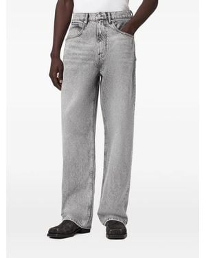 AllSaints Rivet Washed-Effect Straight-Leg Jeans - Gray