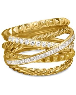 David Yurman Anillo Crossover Trio Six Row de 7 mm en oro amarillo de 18 ct con diamante - Metálico