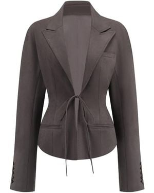Oude Waag Structured Tie-Fastening Jacket - Grey