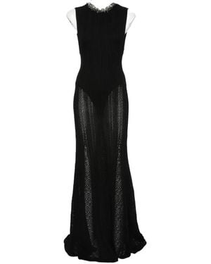 Self-Portrait Crystal-Embellished Ribbed-Knit Maxi Dress - Black