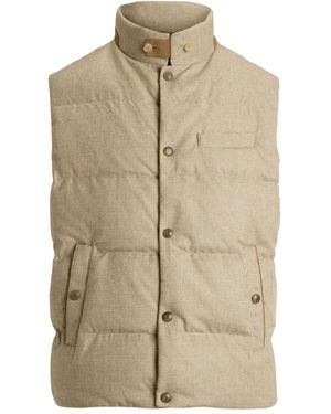 Ralph Lauren Whitwell Plaid Wool Gilet - Natural