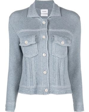 Barrie Contrast-Stitch Knitted Jacket - Blue