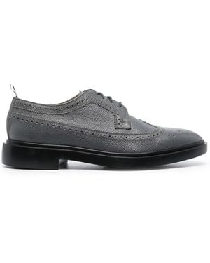 Thom Browne Almond-Toe Leather Brogues - Grey
