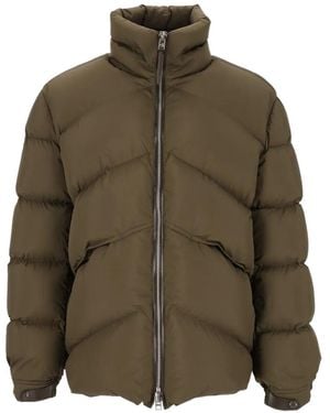 Tom Ford Quilted Leather-Trim Down Jacket - Green