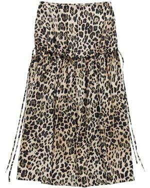 Bimba Y Lola A-Line Leopard-Print Skirt - Black