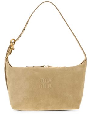 Miu Miu Suede Shoulder Bag - White