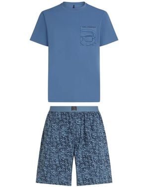 KARL LAGERFELD Ikon-Print Pyjamas Set - Blue