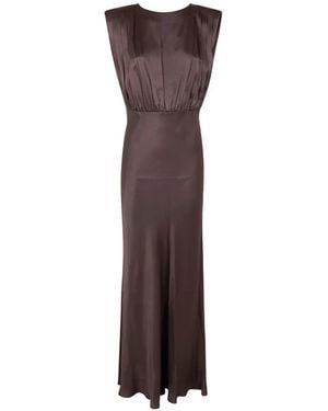 Semicouture Casilda Pleated Maxi Dress - Brown