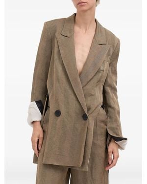 Alessandra Marchi Blazer Croisé À Découpes - Brown