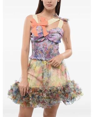 Viktor & Rolf Haute Fantaisie Floral-Print Bow-Detail Top - Purple