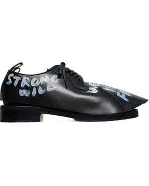 Comme des Garçons X Kids Love Gaite Slogan-Print Leather Sneakers - Black