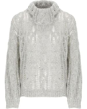 Panicale Open-Knit Sequinned Jumper - Grey