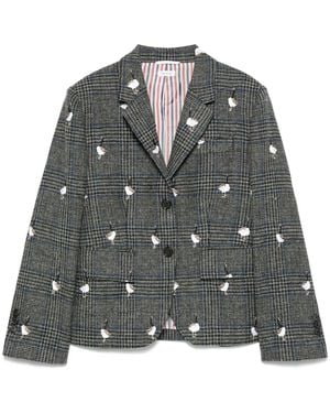 Thom Browne Prince Of Wales Hunting Tweed Blazer - Grey