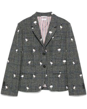 Thom Browne Prince Of Wales Hunting Tweed Blazer - Grey