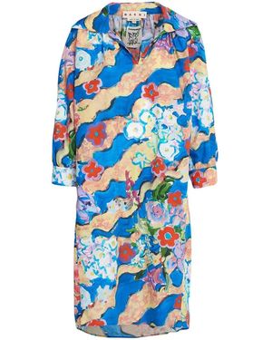 Marni グラフィック シャツドレス - ブルー