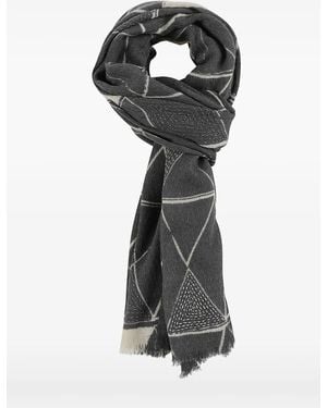 Altea Geometric-Pattern Embroidered Scarf - Black