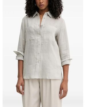 Silvian Heach Tobela Crystal-Embellished Chest-Pocket Shirt - Grey