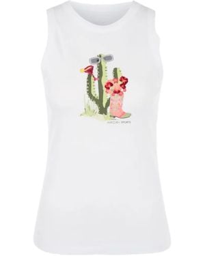 Marc Cain Graphic-Print Sleeveless Tank Top - White