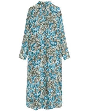 Momoní Jau Printed Silk Midi Dress - Blue