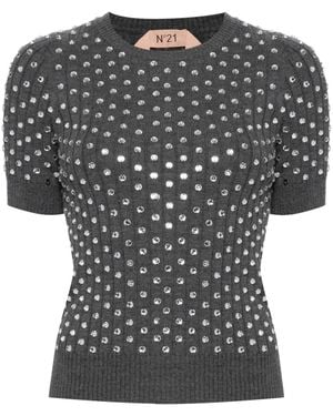 N°21 Crystal-Embellished Wool Sweater - Black