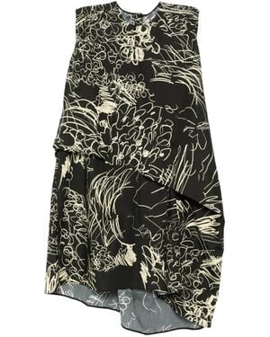 JNBY Hand-Drawn Floral-Print Asymmetric Hem Dress - Green
