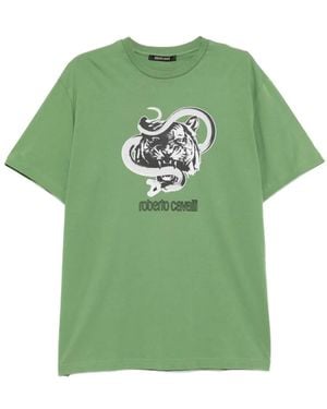 Roberto Cavalli T-Shirt Mit Grafischem Print - Grün