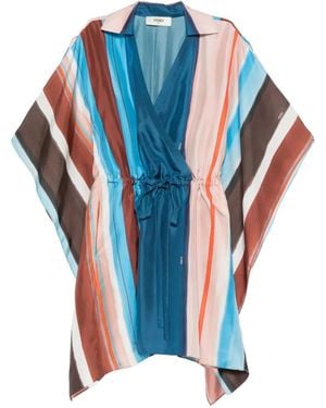 Fendi Vestido Corto A Rayas - Azul