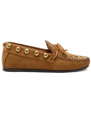 Isabel Marant Mocassins À Lacets Et Détails De Clous - Marron