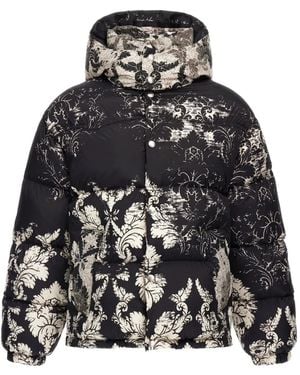 Roberto Cavalli Broccato-Print Puffer Jacket - Black