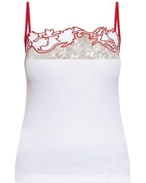 DIESEL T-Edna Embroidered Lace-Trim Top - White