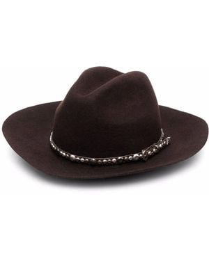 Golden Goose Coffee-brown Hat With Studded Leather Strap