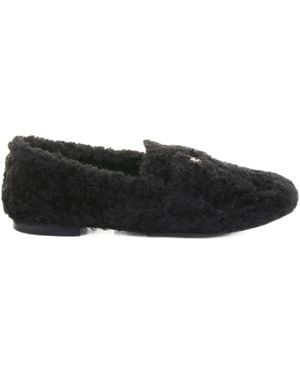 Casadei Shearling Slip-On Loafers - Black