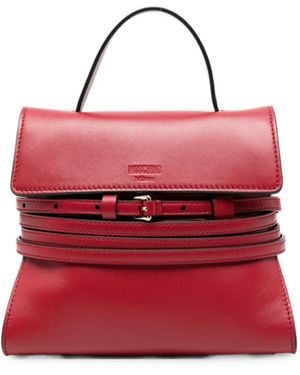 Moschino Tie Me Belt-Detail Top-Handle Mini Tote Bag - Red