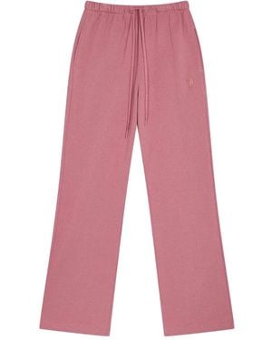 OPEN YY Drawstring Logo-embroidery Trousers - レッド