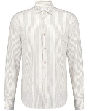 Boglioli Striped Cotton-Linen Blend Shirt - White