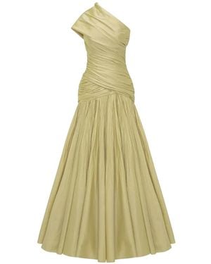 Marmar Halim One-Shoulder Ruched Gown - White