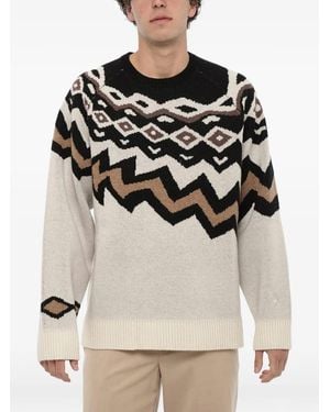 Neil Barrett Geometric-Pattern Wool Jumper - Natural