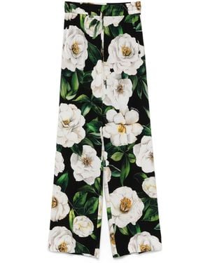 Dolce & Gabbana Floral-Print Trousers - Green