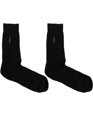 Versace Logo Ribbed Socks - Black