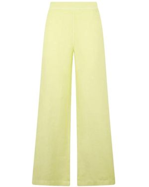 120% Lino Linen Wide-Leg Trousers - Yellow