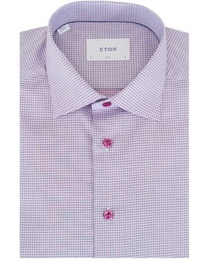 Eton Twill Check Shirt - Purple