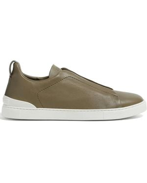 ZEGNA Triple Stitch レザースニーカー - グリーン