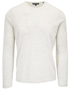 Patrick Assaraf Langarmshirt Mit Rundhalsausschnitt - Weiß
