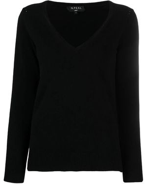 N.Peal Cashmere カシミア Vネックセーター - ブラック
