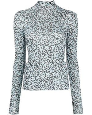 Nanushka Back Cut-Out Patterned Top - Blue