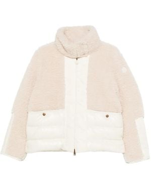 Moncler Glorieux Hooded Teddy Short Down Jacket - White