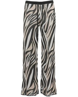 Marella Zebra-Print Knitted Pants - White