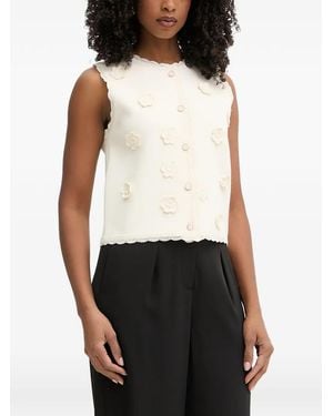 Morgan Floral-Appliqué Lace-Trim Cardigan - Black