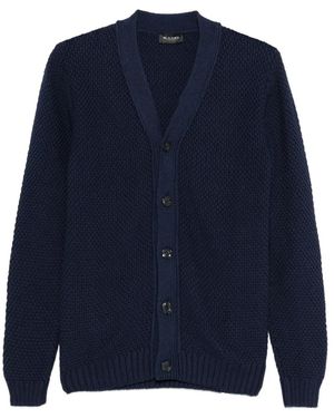 Sand V-Neck Textured Cardigan - Blue