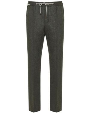 Corneliani Drawstring-Waist Pressed-Crease Trousers - Grey